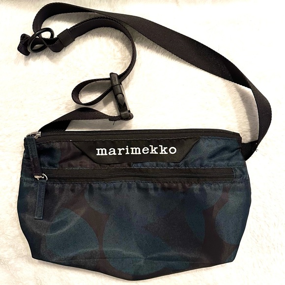 Marimekko Neat Crossbody Unikko Shoulder Bag Black Green Finland - Picture 2 of 8